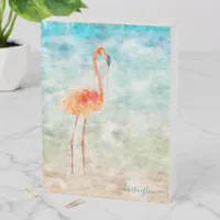 Tropical Flamingo Beach Watercolor Wooden Box Sign