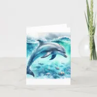 Coastal Under the Sea Dolphin Thank You Card