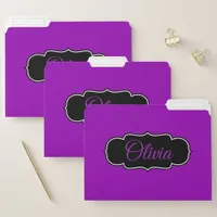 Vibrant, Bold Purple Personalized File Folders