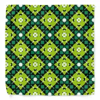 Elegant Lime Green Black & White Geometric Pattern Bandana