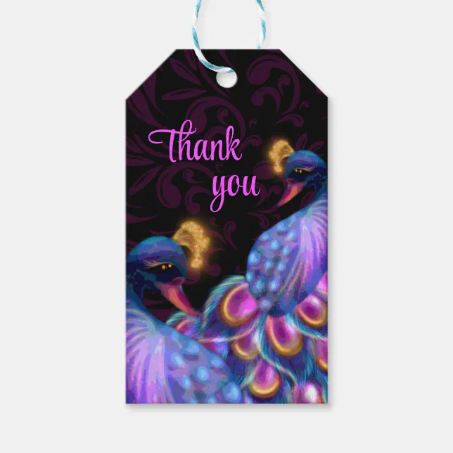 Peacock Jewel Tones Wedding Floral Moody purple Gift Tags