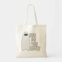 Boo Love Funny Halloween Ghost Slogan Tote Bag