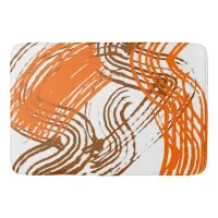 Boho Brown, Orange Abstract Design   Bath Mat