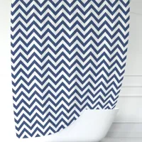 Navy Blue and White Chevron Shower Curtain