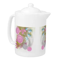 Abstract Floral Teapot