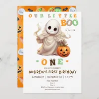 Little Boo Halloween Ghost Any Age 1st Birthday Invitation