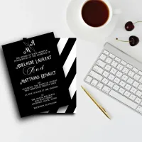 Modern Elegant Black & White Striped Wedding Invitation