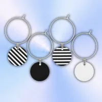 Simple Black and White Stripes | Wine Charm