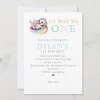 Little Dragon Halfway to One Blue 6 Month Birthday Thank You Card