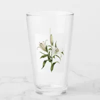 White Oriental Lily Floral Botanical Art Glass