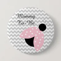 "Mommy To Be" Pink Ladybug Baby Shower Button