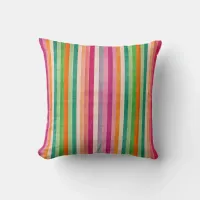 Red and Green Vibrant Stripe Throw Pillow