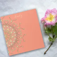 Elegant Royal Pink Gold Filigree Mandala with Gems Notepad