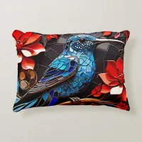 Cute Colorful Hummingbird Mosaics Accent Pillow