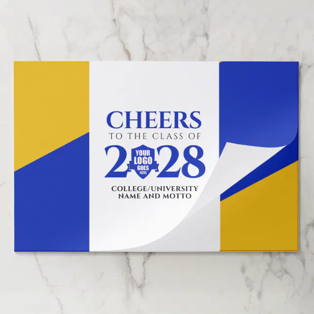 Blue Gold School College University Graduation Paper Pad