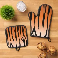 Tiger Stripe Cool  Oven Mitt & Pot Holder Set