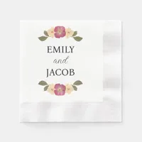 Personalized Names Simple Wildflower Wedding Napkins