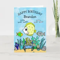 Personalized Sea Creatures  Boy's Birthday Card