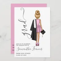 Elegant Pink and Gold Girl Graduation Party Invitation