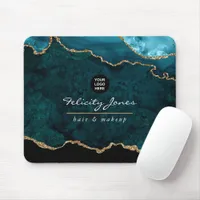 Teal - Turquoise and Gold Agate Business Mouse Pad