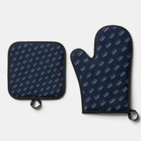 Business Logo Pattern Professional Company Oven Mitt & Pot Holder Set