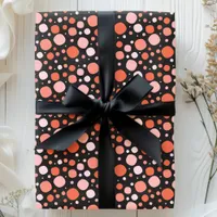 Halloween Polka Dots in Pink, Orange and Black Wrapping Paper