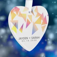 Pastel Multi-Colored Confetti White Wedding Ornament