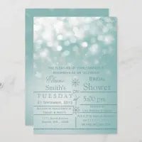 aqua snowflakes Winter Bridal shower Invite