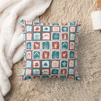 Retro Patchwork Style Festive Christmas Throw Pillow