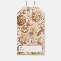 Pink Gold Christmas Pattern#12 ID1009 Wrapping Gift Tags