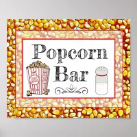 Popcorn Bar Wedding or Baby Shower Sign Poster