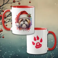 Shih Tzu Dog in Santa Hat Christmas Personalized Mug