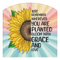 Inspirational Quote and Hand Drawn Sunflower Door Sign