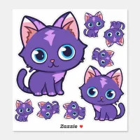 Purple Anime Cat Vector Art Sticker