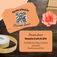 Rustic Art Craft Peach QR Code Business Card