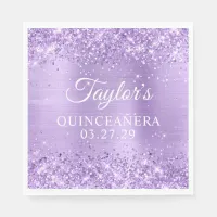 Glittery Lavender Foil Quinceanera Napkins