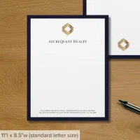 Business Logo Modern Luxe Navy Border Letterhead