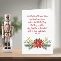 Elegant Christian Bible Verse Christmas Poinsettia Holiday Card