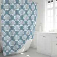 Blue & White Seashell Shower Curtain