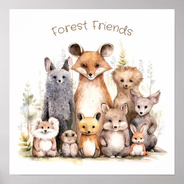 Forest Friends | Cute Animals | Nursery & Kids Poster
