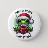 Have a Hoppy Christmas | Frog Pun Button