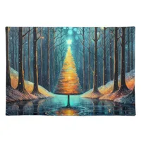 Iridescent Holiday Dream 🎄 Glowing Christmas Tree Cloth Placemat