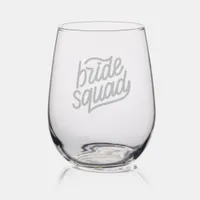 Cute Bride Squad Bachelorette Party Stemless Wine Glass