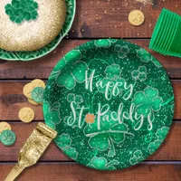 Glittering Shamrocks Happy St. Paddy's ID289 Paper Plates