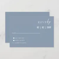  Simple Elegant Minimal Modern Dusty Blue Wedding  RSVP Card