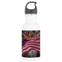 American Flag and Fireworks Stainless Steel Water Bottle