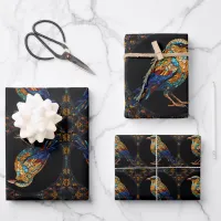 Mosaic Stained Glass Colourful Bird Wrapping Paper Sheets