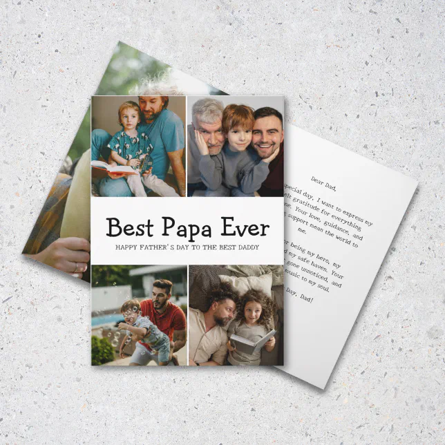 Modern Best Papa Ever photo collage Father's day Card