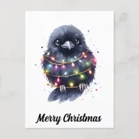 Adorable Raven Christmas Postcard