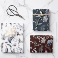 Classic Winter Watercolor Botanicals Wrapping Paper Sheets